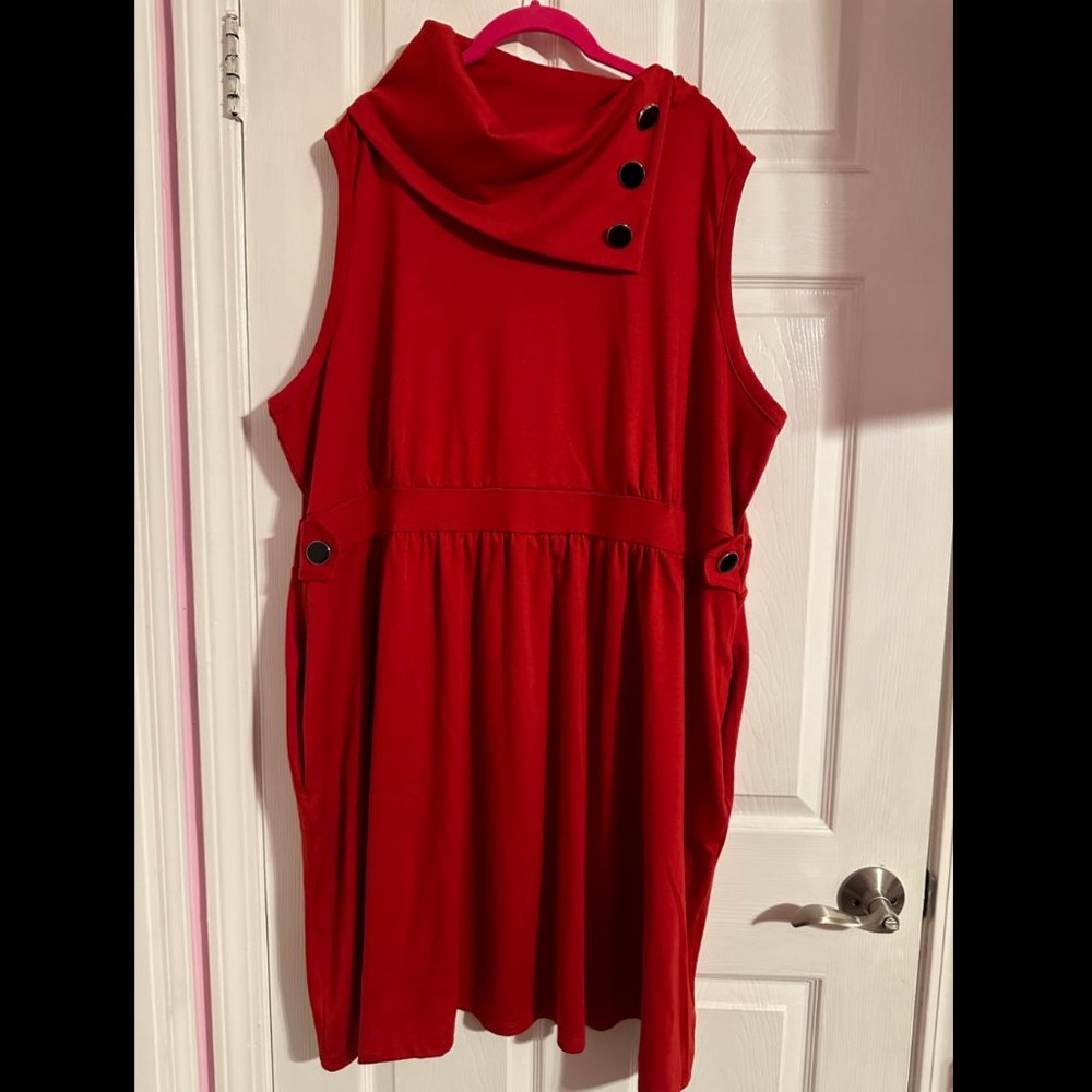 Monteau Red Sleeveless Dress sz 4X XXXXL with pockets